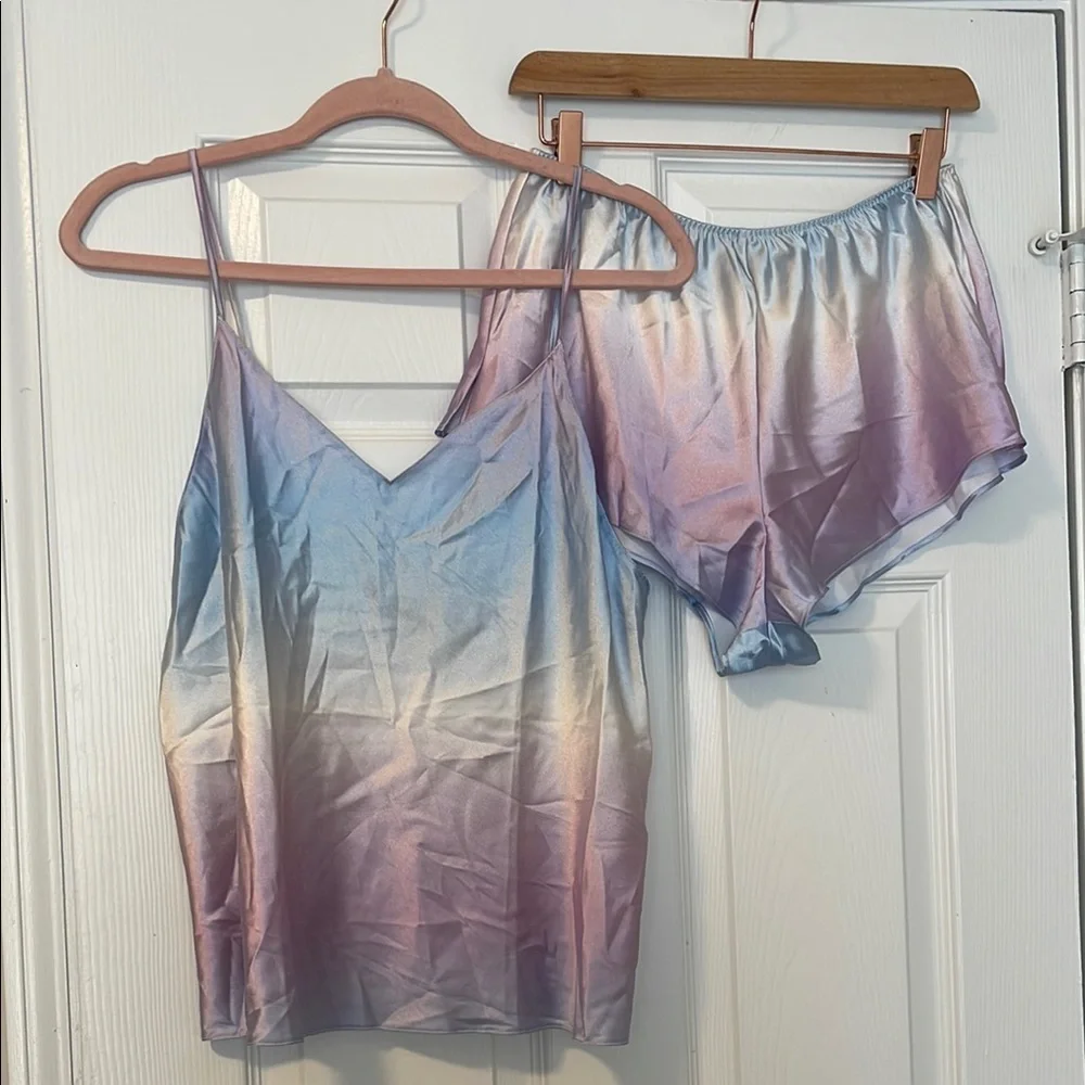 Victoria's Secret Blue and Purple Satin Pajama Set - Picture 1 of 2
